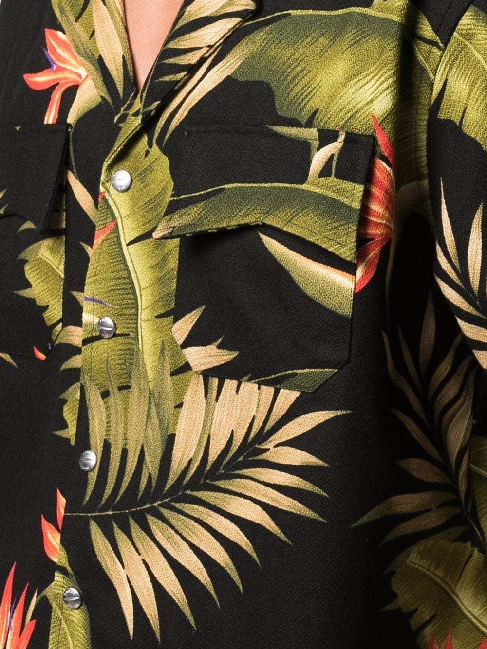 Rhude Palm Leaf Print Shirt In Black