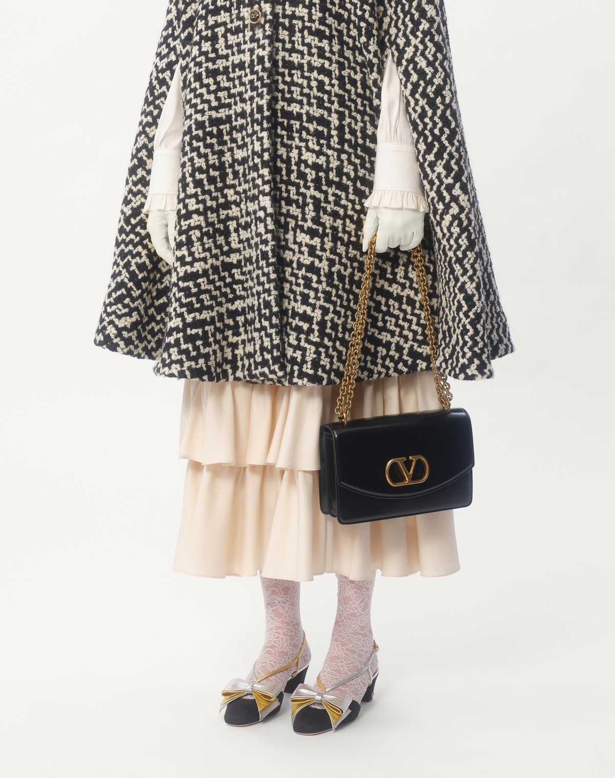 Valentino Virgin Wool-blend Cape In Black