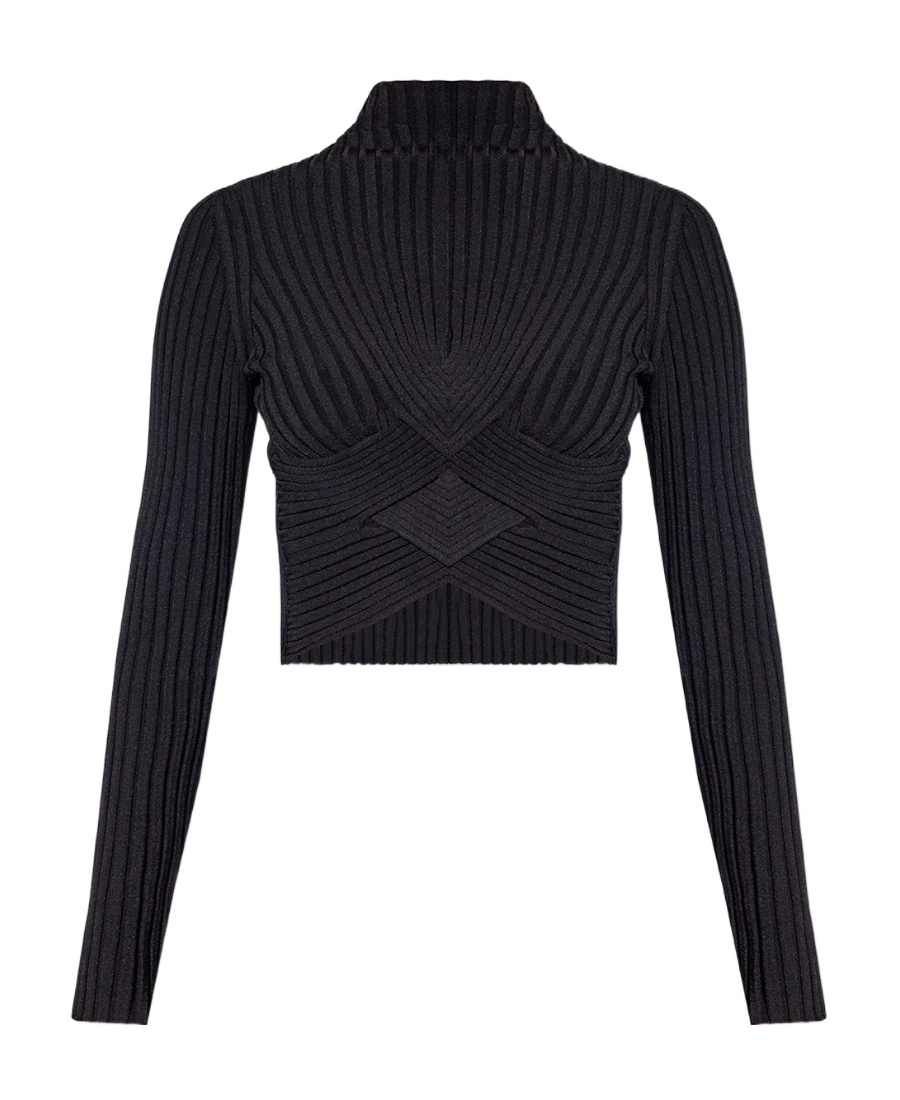 Stella Mccartney Ribbed Long-sleeved Top In Black