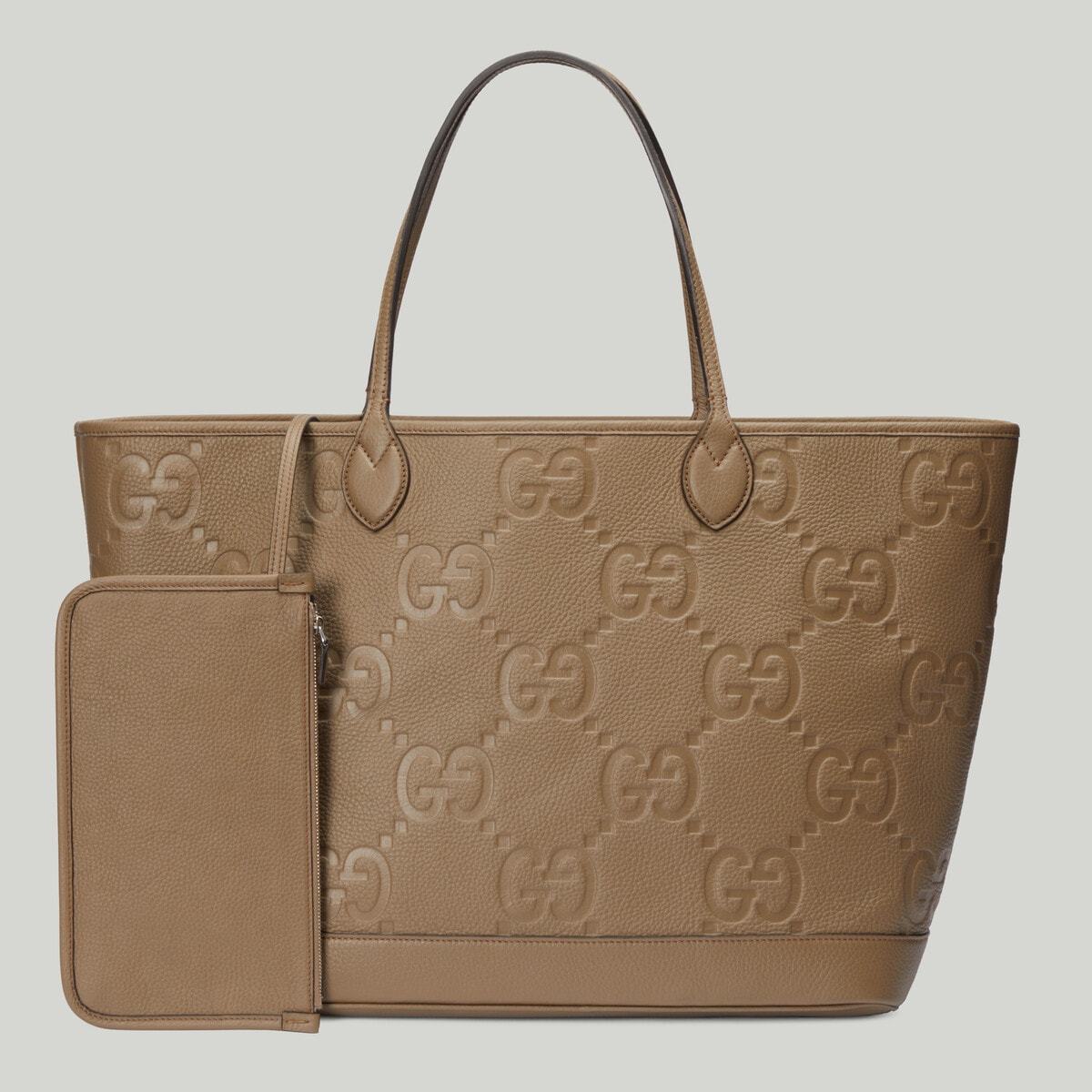 Gucci All-over Logo Tote Bag In Brown