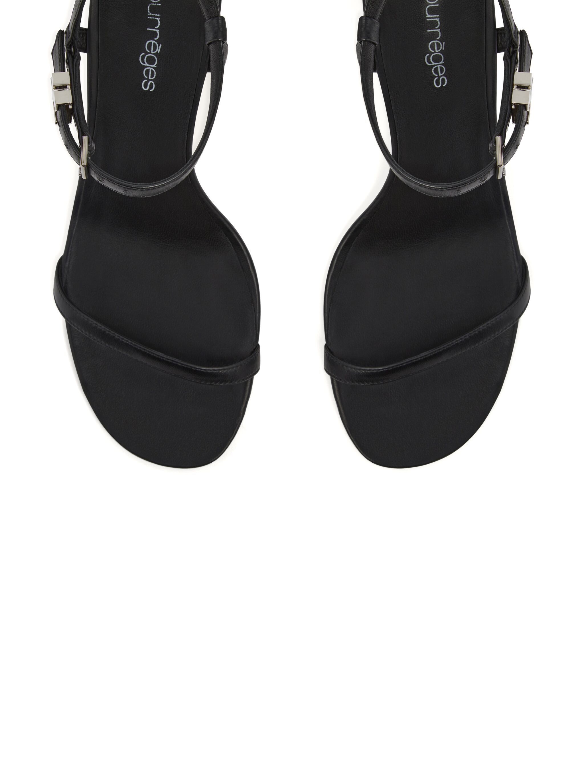 Shop Courrèges Round-headed High-heeled Sandals In Black