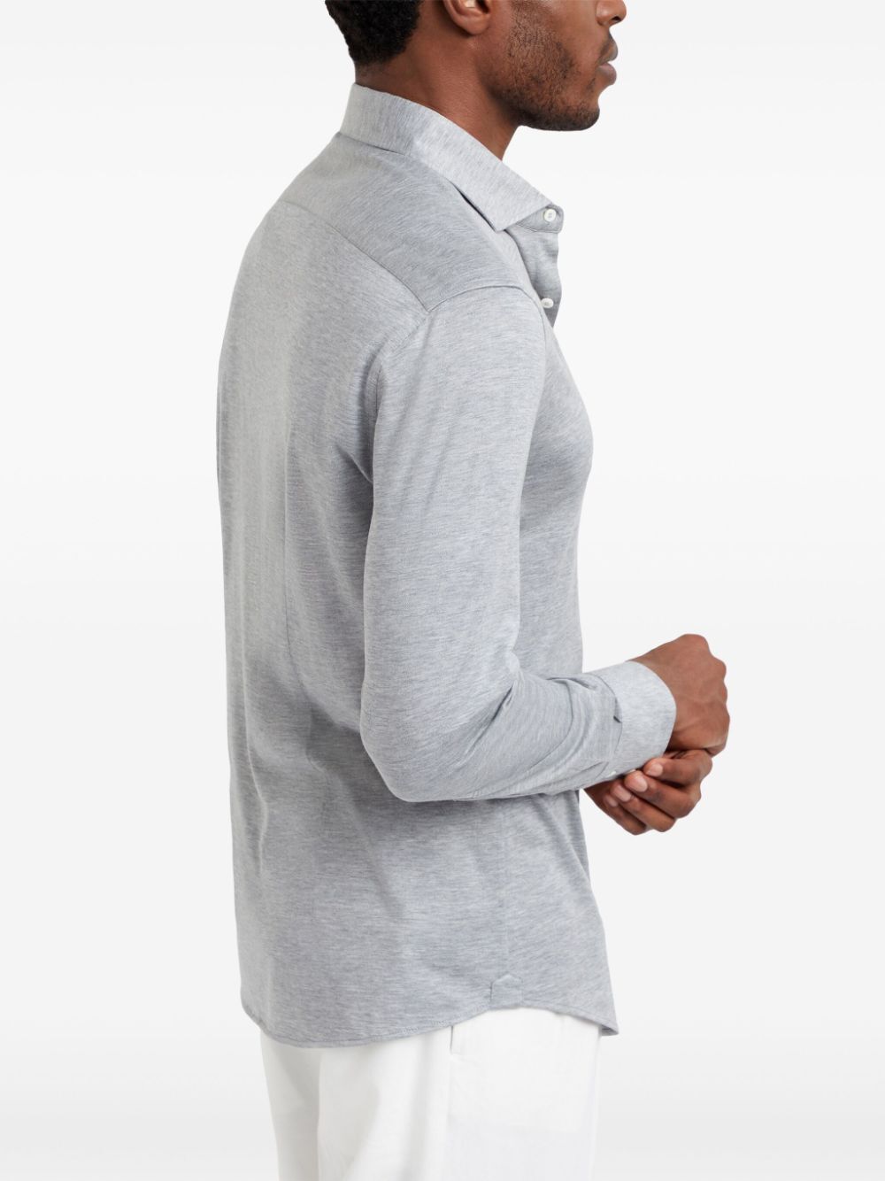 Brunello Cucinelli Stretch-cotton Chevron Slim-fit Shirt In Gray