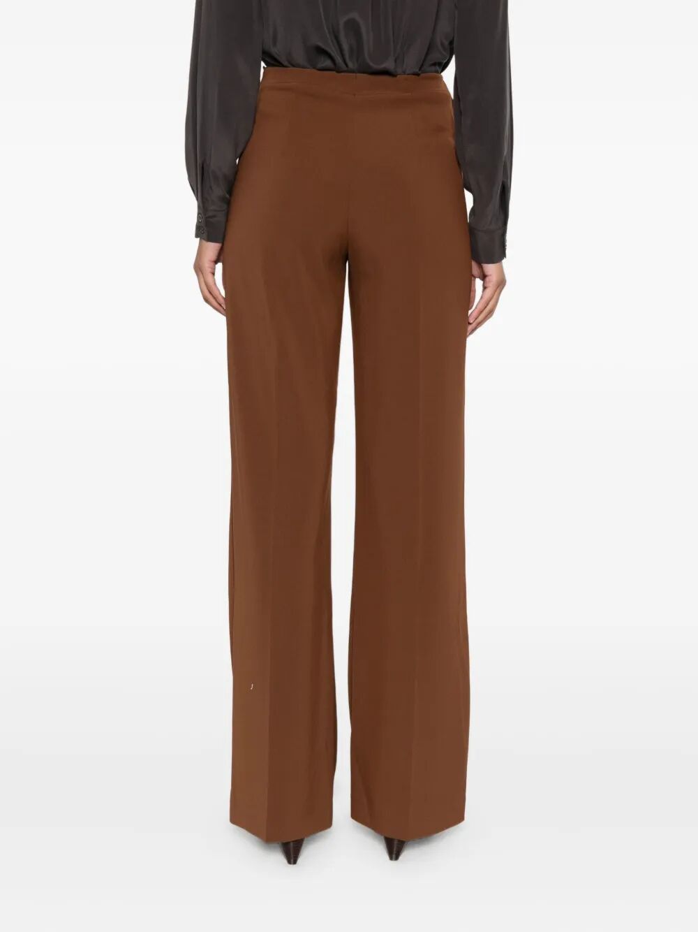 Patrizia Pepe Buckle-fastening Wide-leg Trousers In Brown