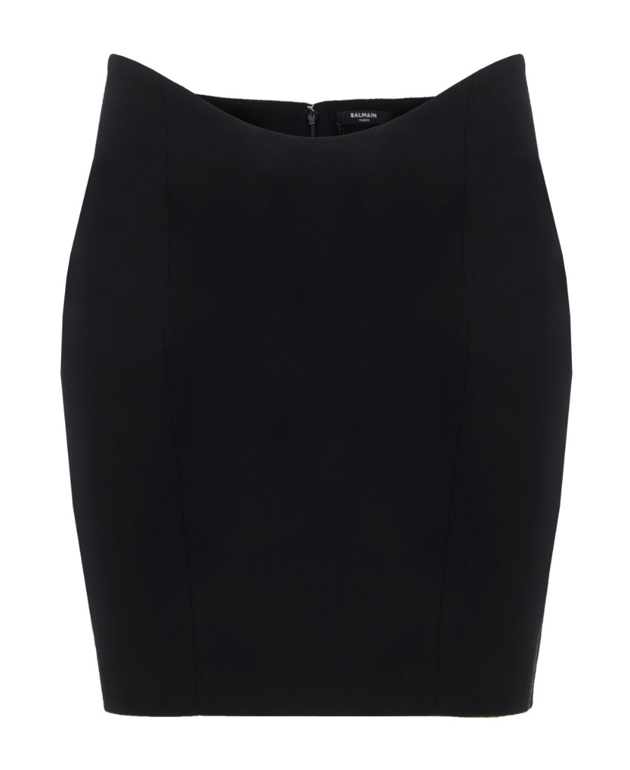 Balmain Curved-waist Fitted Skirt In Black