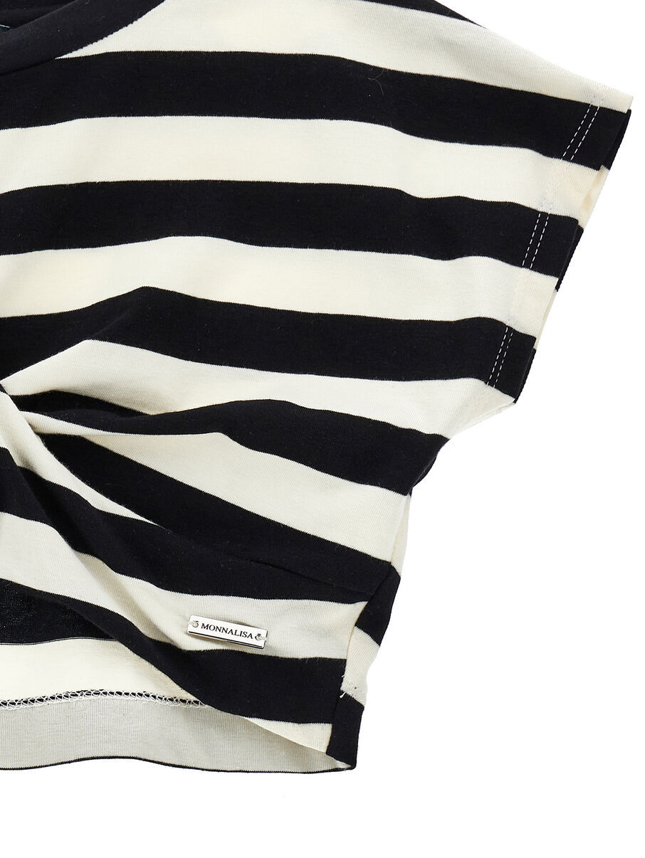 Monnalisa Striped T-shirt In Black