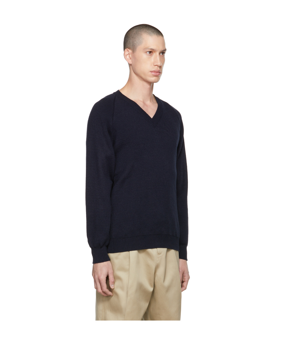 Comme Des Garçons V-neck Knitted Pullover In Black