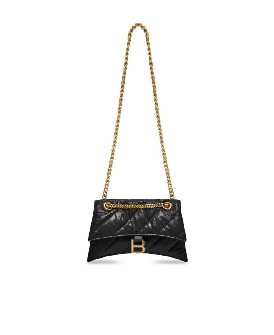 Balenciaga Hourglass S Quilted Shoulder Bag In Black