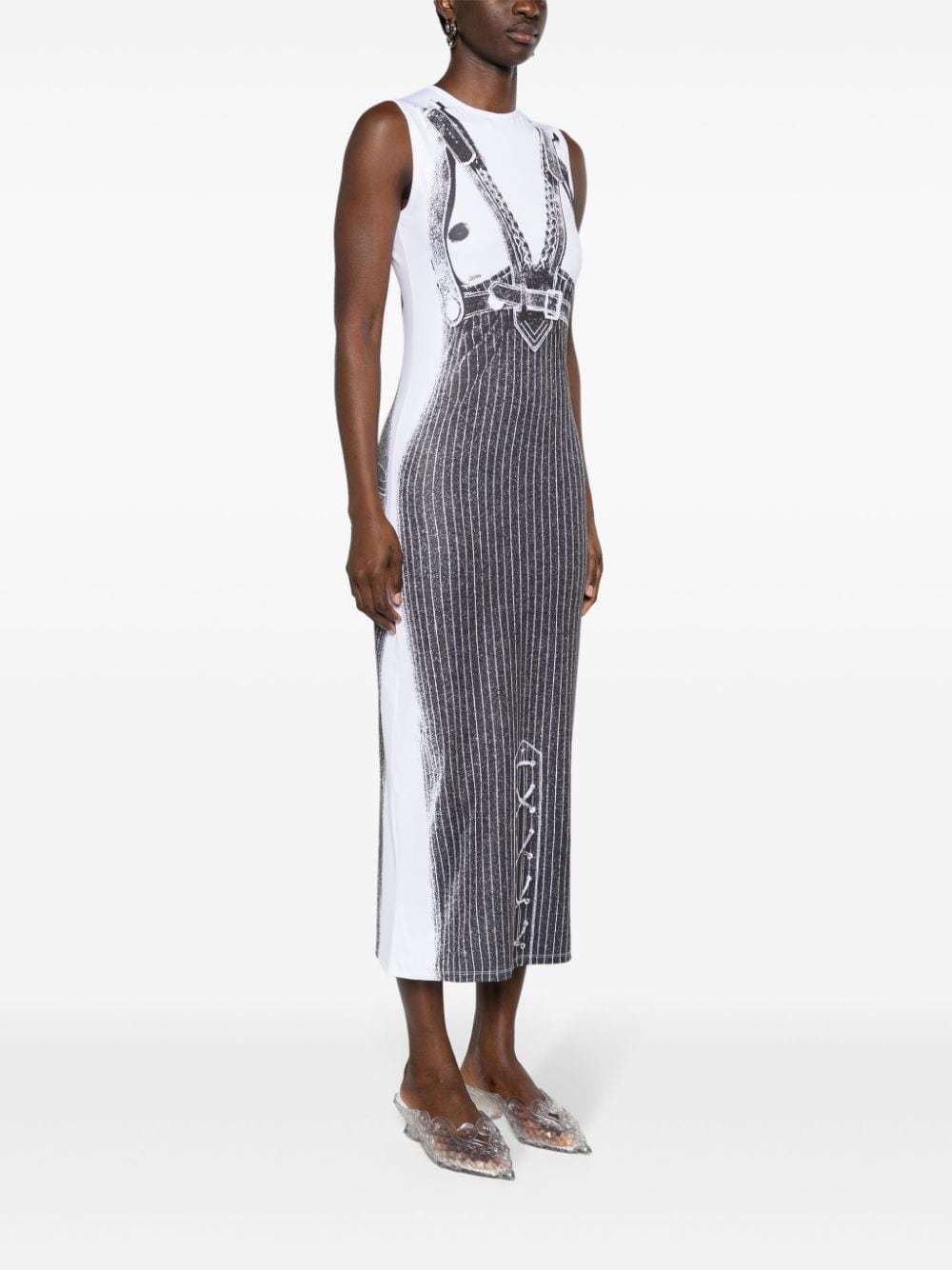 Shop Jean Paul Gaultier Madonna Trompe L'oeil Midi Dress In Black
