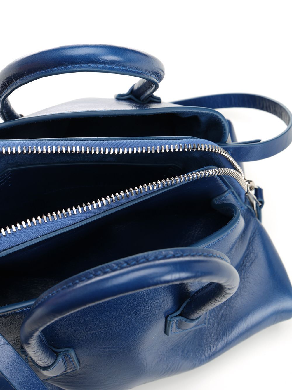 Attico La Passeggiata Mini Craqueled Leather Handbags Blue In Blue