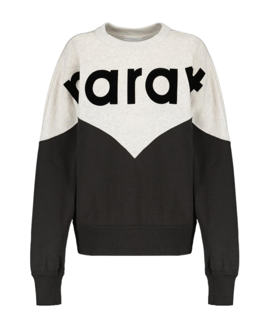 Isabel Marant Étoile Black And White Bi-color Sweatshirt With Contrasting Logo Lettering In Black