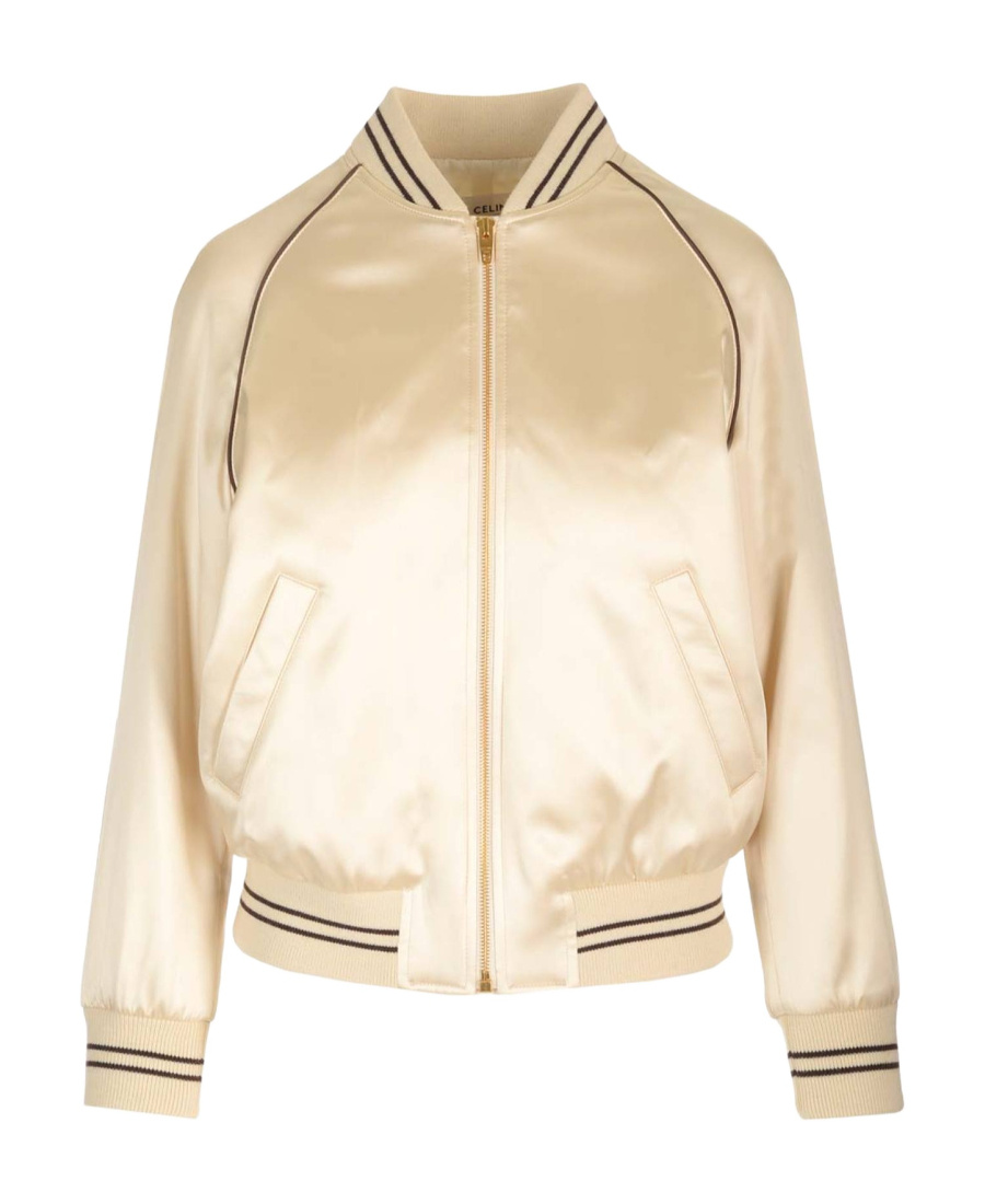 Celine Zipper Baseball Jacket In Nude