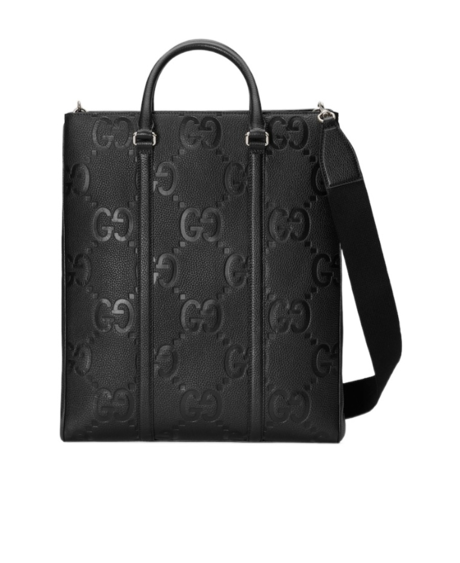 Gucci Medium Jumbo Gg Leather Tote Bag In Black