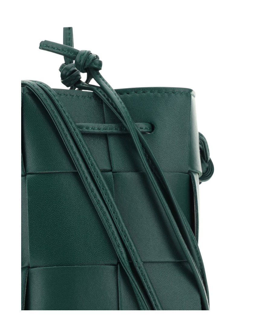 Bottega Veneta Mini Cassette Bucket Shoulder Bag In Green