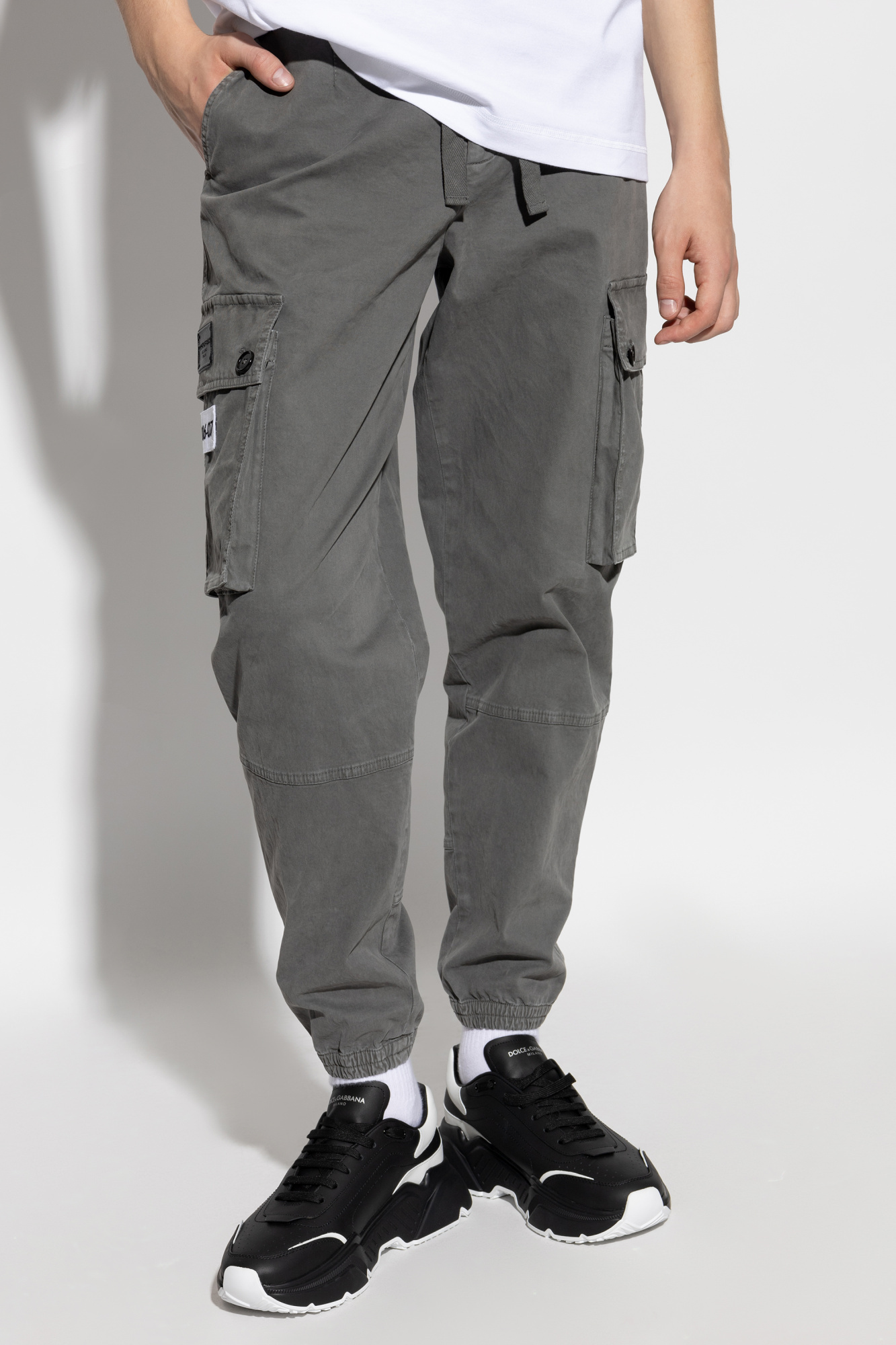 Dolce & Gabbana Dolce&gabbana Light Grey Cargo Trousers In Black
