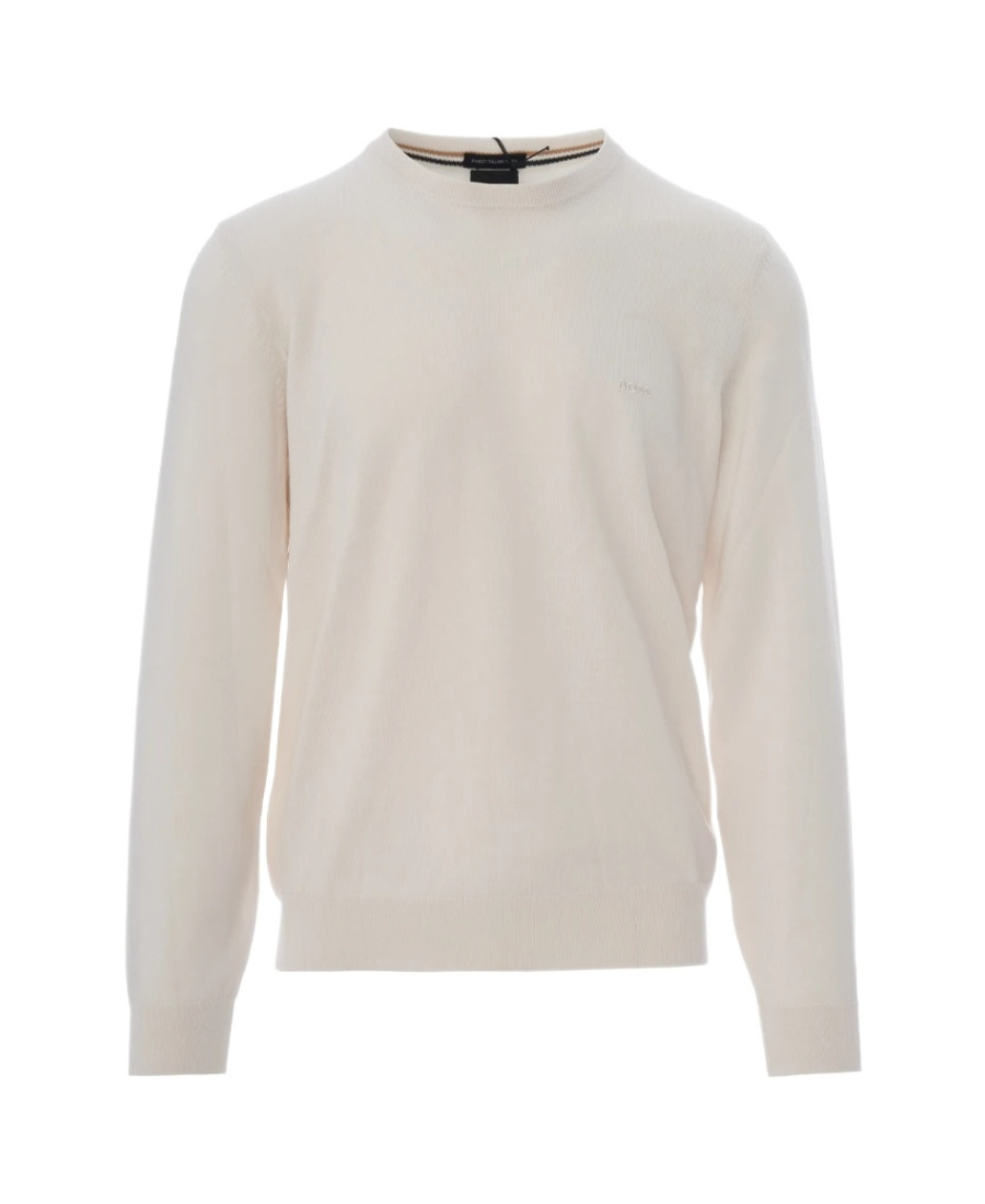 Hugo Boss Logo-embroidered Cotton Jumper In White