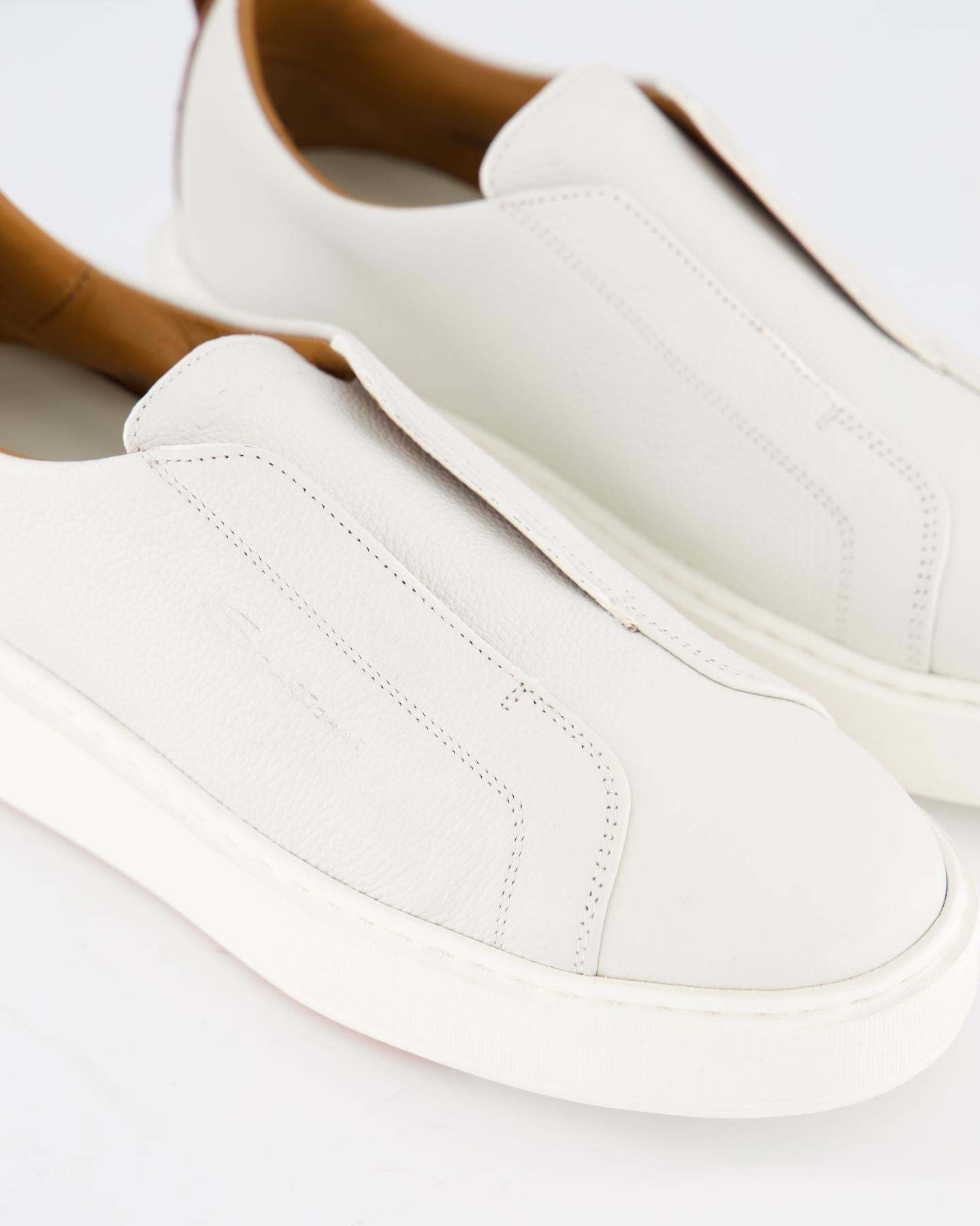 Santoni Leather Low-top Sneakers In White