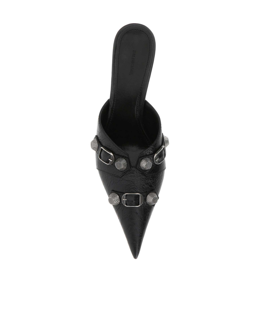 Balenciaga Cagole 90 Pointed Mules In Lamb Leather In Black