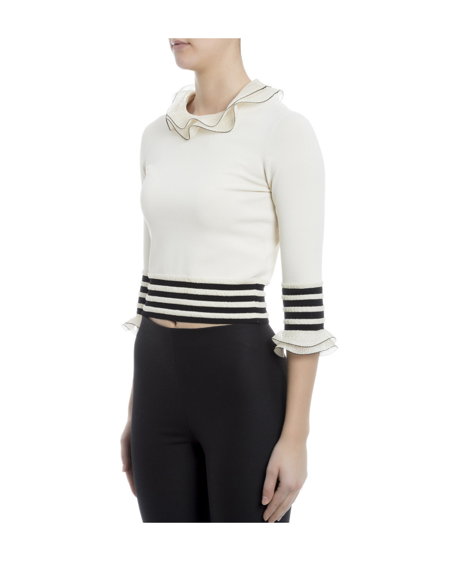 Alexander Mcqueen Lotus Leaf Edge Knitted Pullover In White
