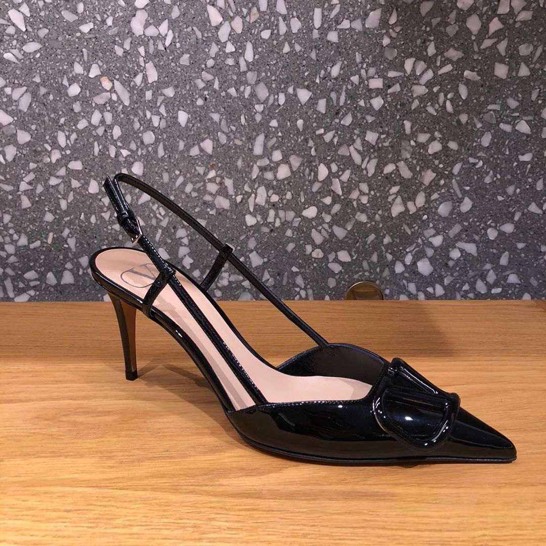 Valentino Vlogo Pointed Toe Slingback Pump In Black