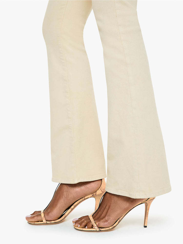 Mother Ecru Denim Flared Jeans In Brown
