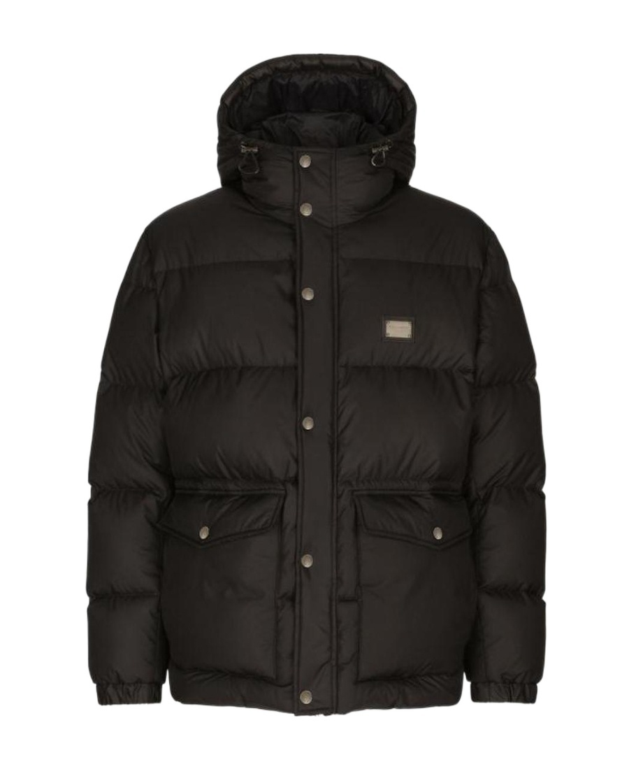 Dolce & Gabbana Puffy Black Coat With High Collar In Black