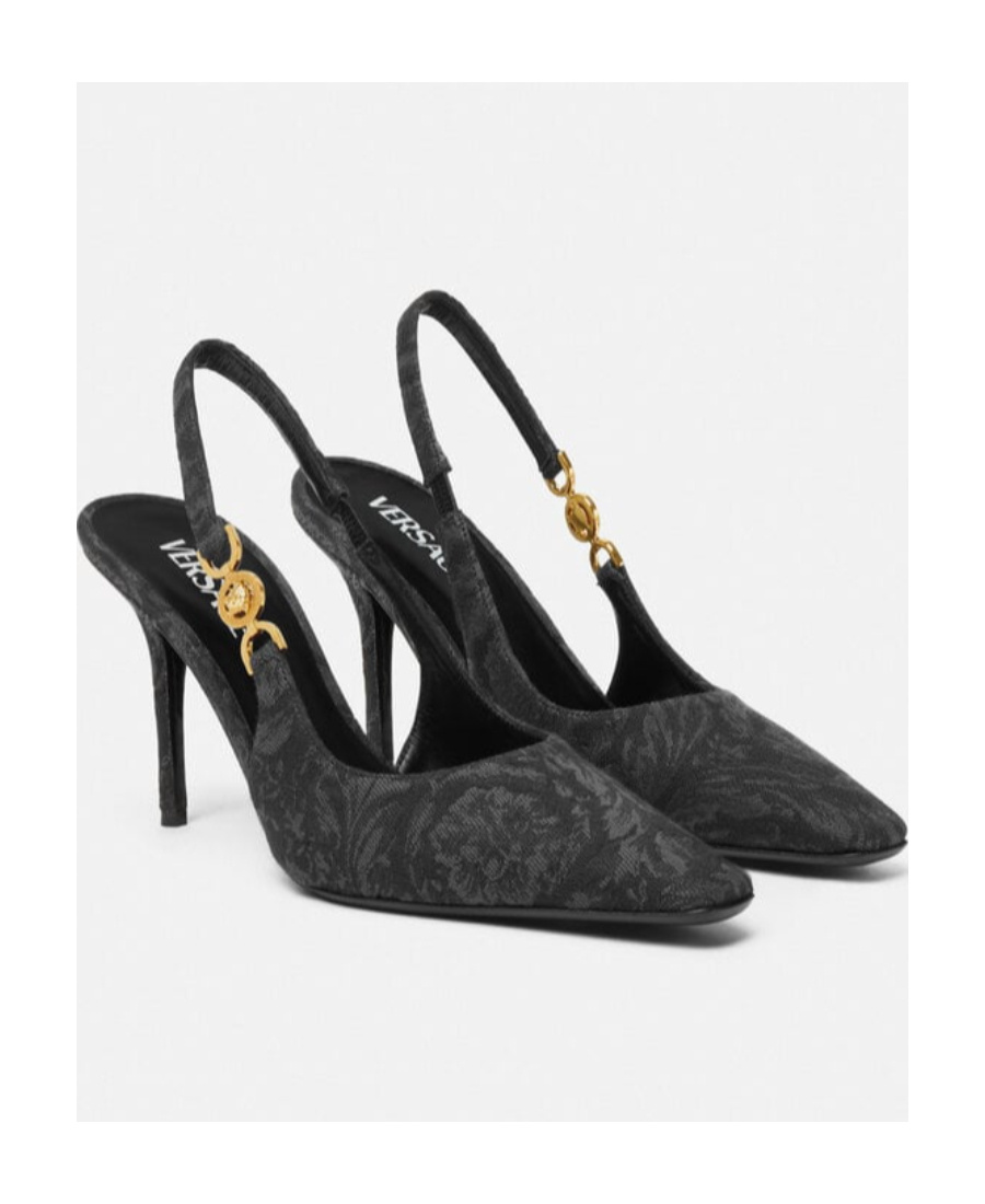 Versace Black Leather High Heel Pumps In Black