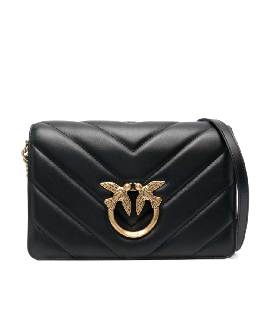 Pinko Love Quilted Shoulder Bag In Black