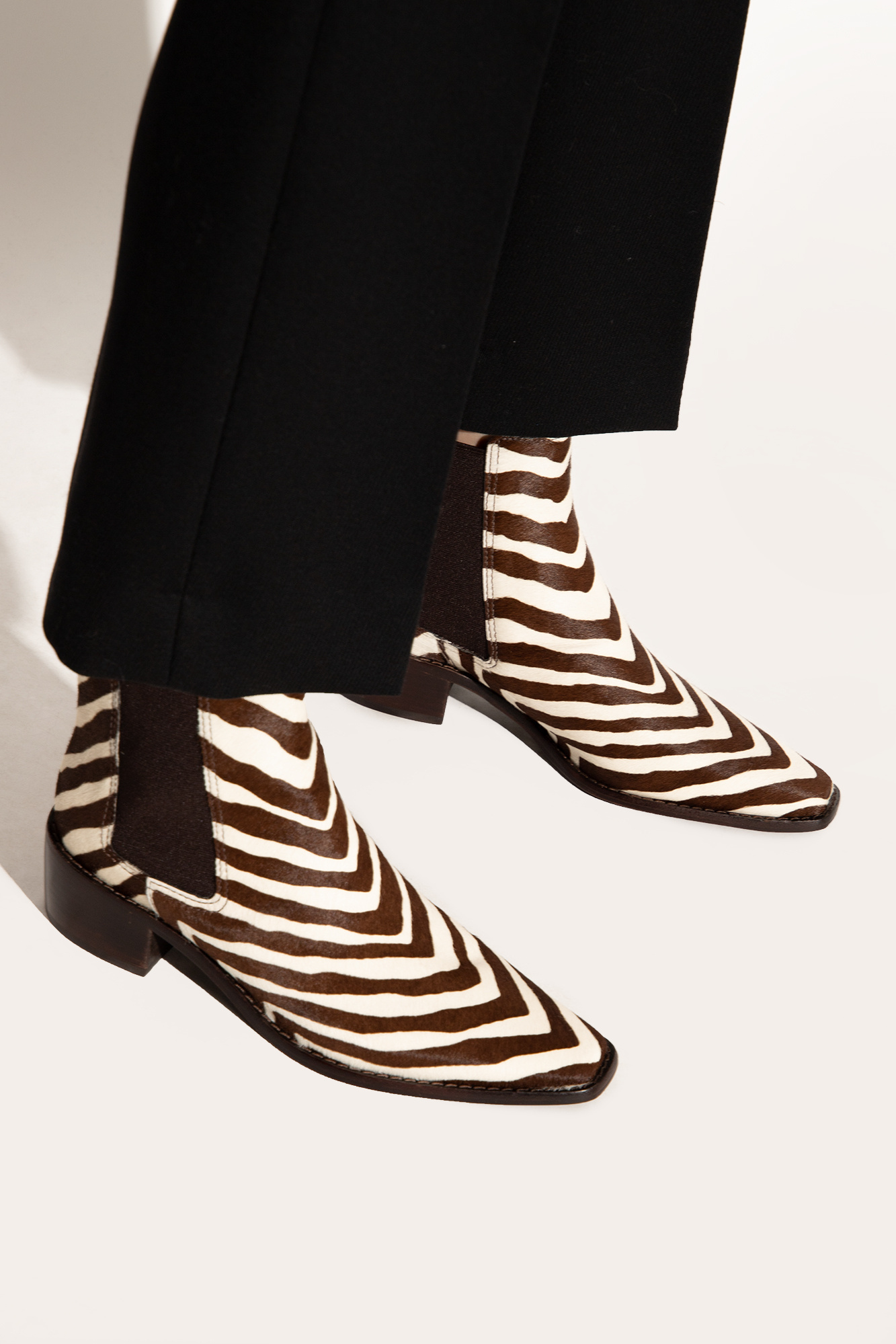 Tory Burch Zebra-print Leather Boots In Black