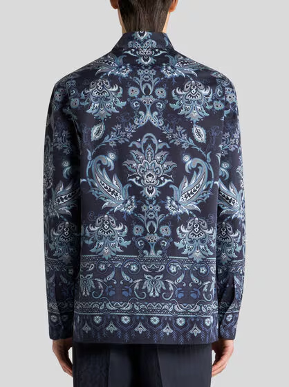 Etro Long Sleeve Button-down Paisley Print Shirt In Blue