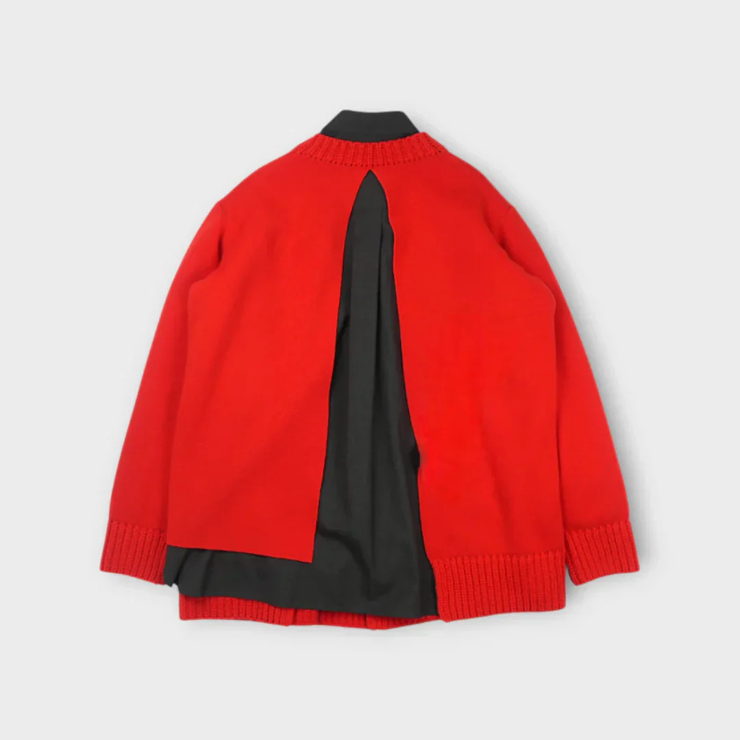 Sacai Knitted Wool Mini Dress In Red