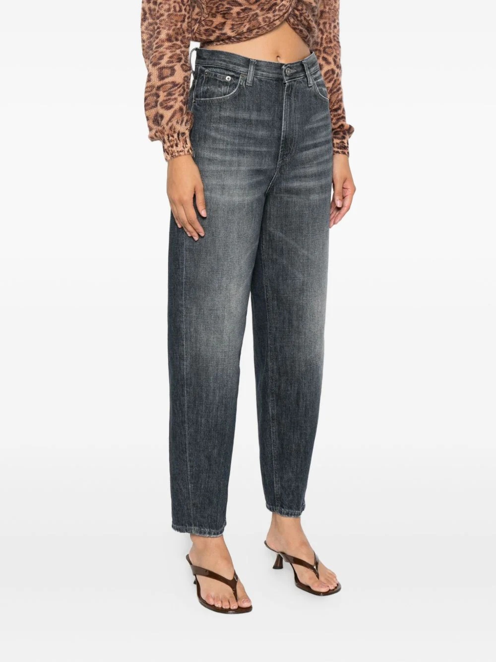 Dondup High-waisted Relaxed-fit Jeans With Vintage Wash In Black