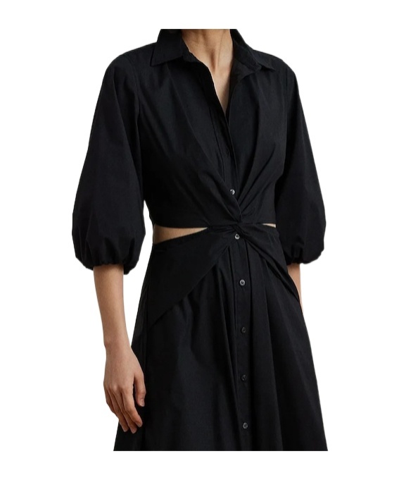 Ralph Lauren Bubble Sleeve Shirtdress In Black