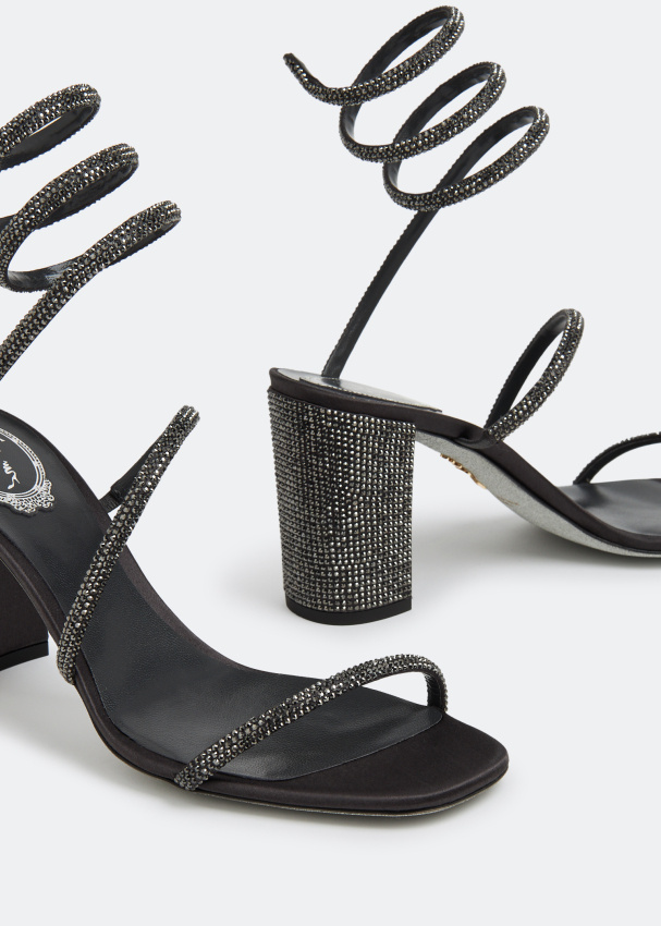 René Caovilla Cleo 90mm Crystal-embellished Sandals In Black