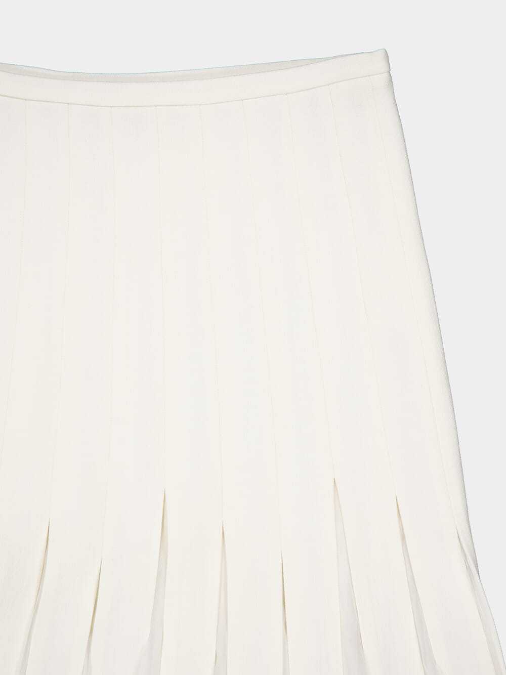 Shop Gabriela Hearst Binka Pleated Wool Skirt In White