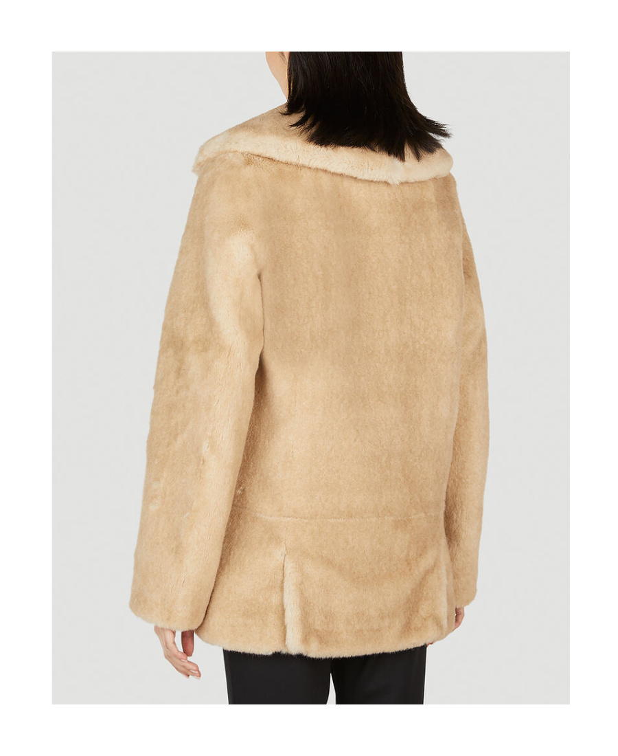 Saint Laurent Double-breasted Button-fastening Coat In Nude
