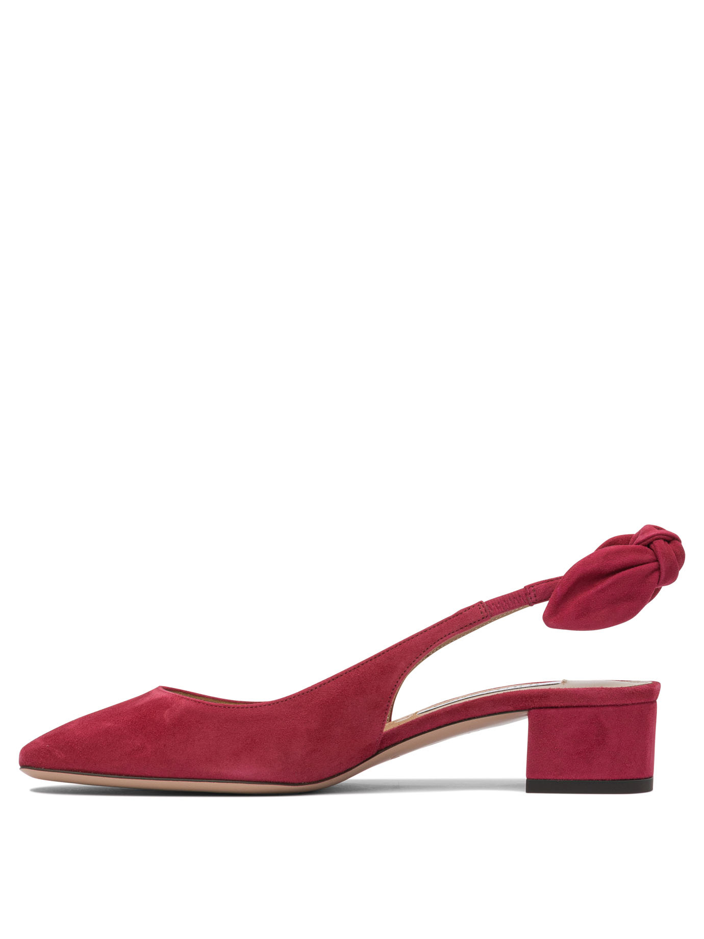 Aquazzura Very Bow Tie 35 Suede Slingback Pumps In Red