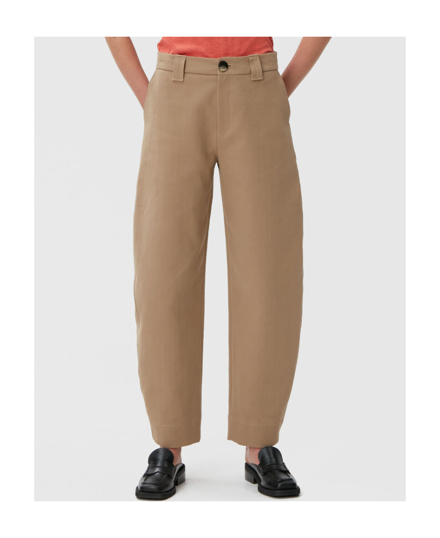 Ganni Cropped Tailored Trousers In Nude