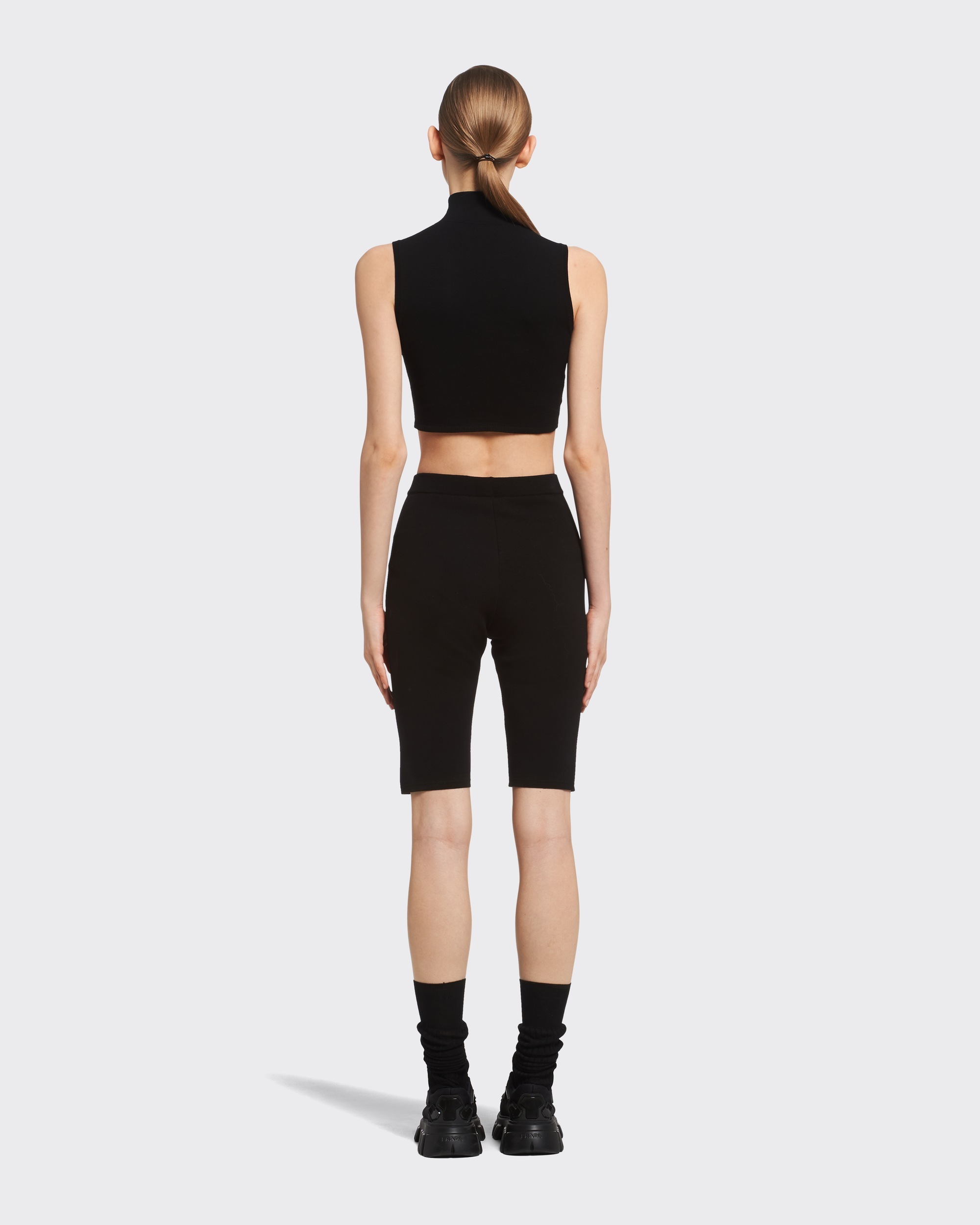 Prada Black Viscose Blend Leggings In Black