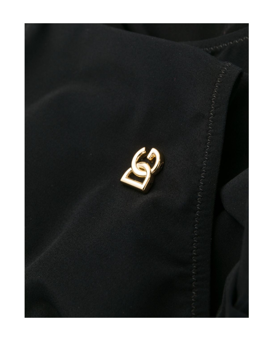 Dolce & Gabbana Logo-plaque Scoop-neck Swimsuit In Black