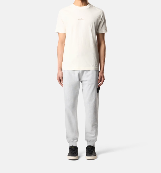 Stone Island Regular Tapered Fit Joggers With Slub Efffect And Pockets In Pearl Grey
