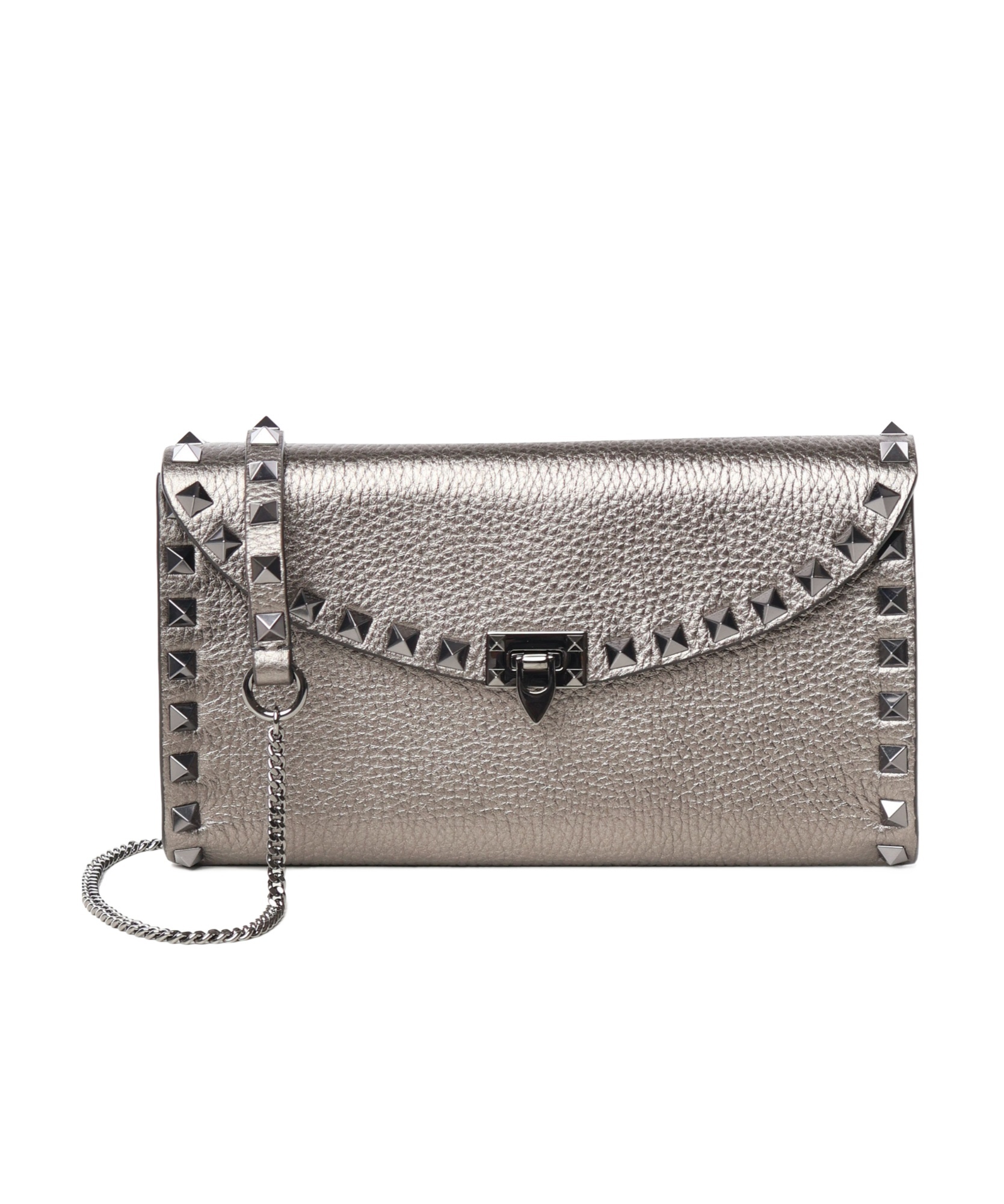 Valentino Rockstud Clutch Bag In Gray