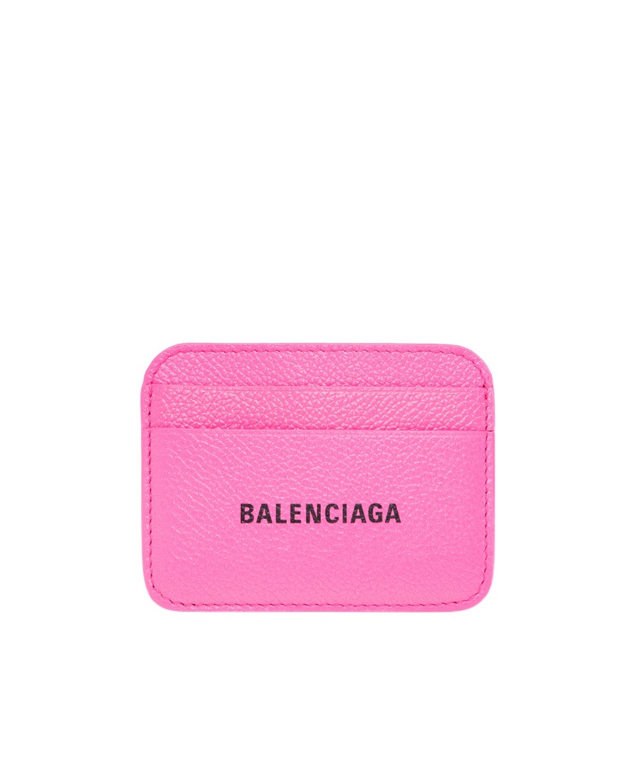 Balenciaga Logo-print Leather Mini Wallet In Pink
