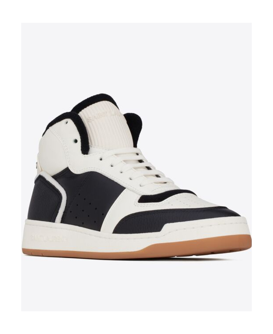 Saint Laurent High-top Leather Sneakers Contrast Panels In White