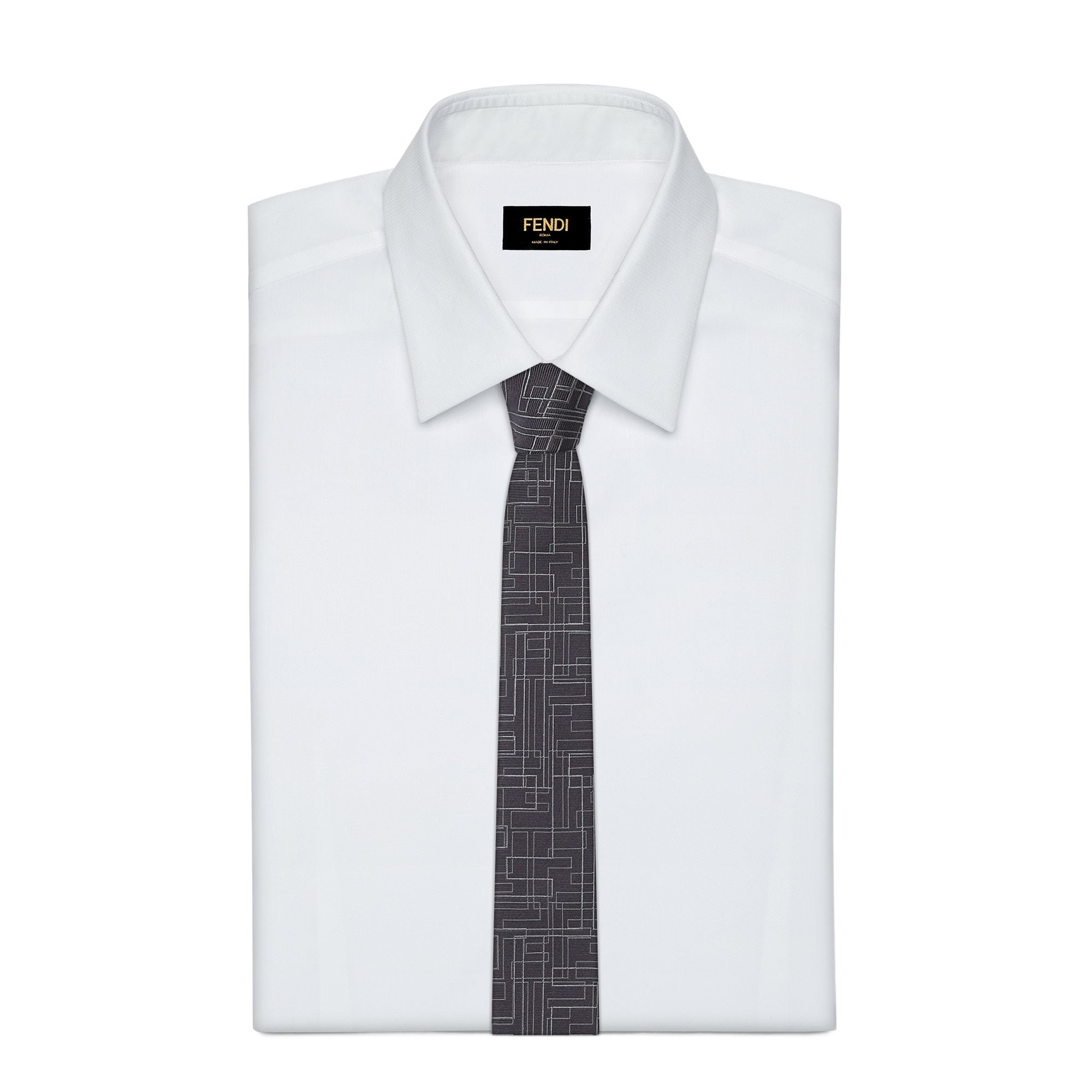 Fendi Black Ff Silk Tie In Gray