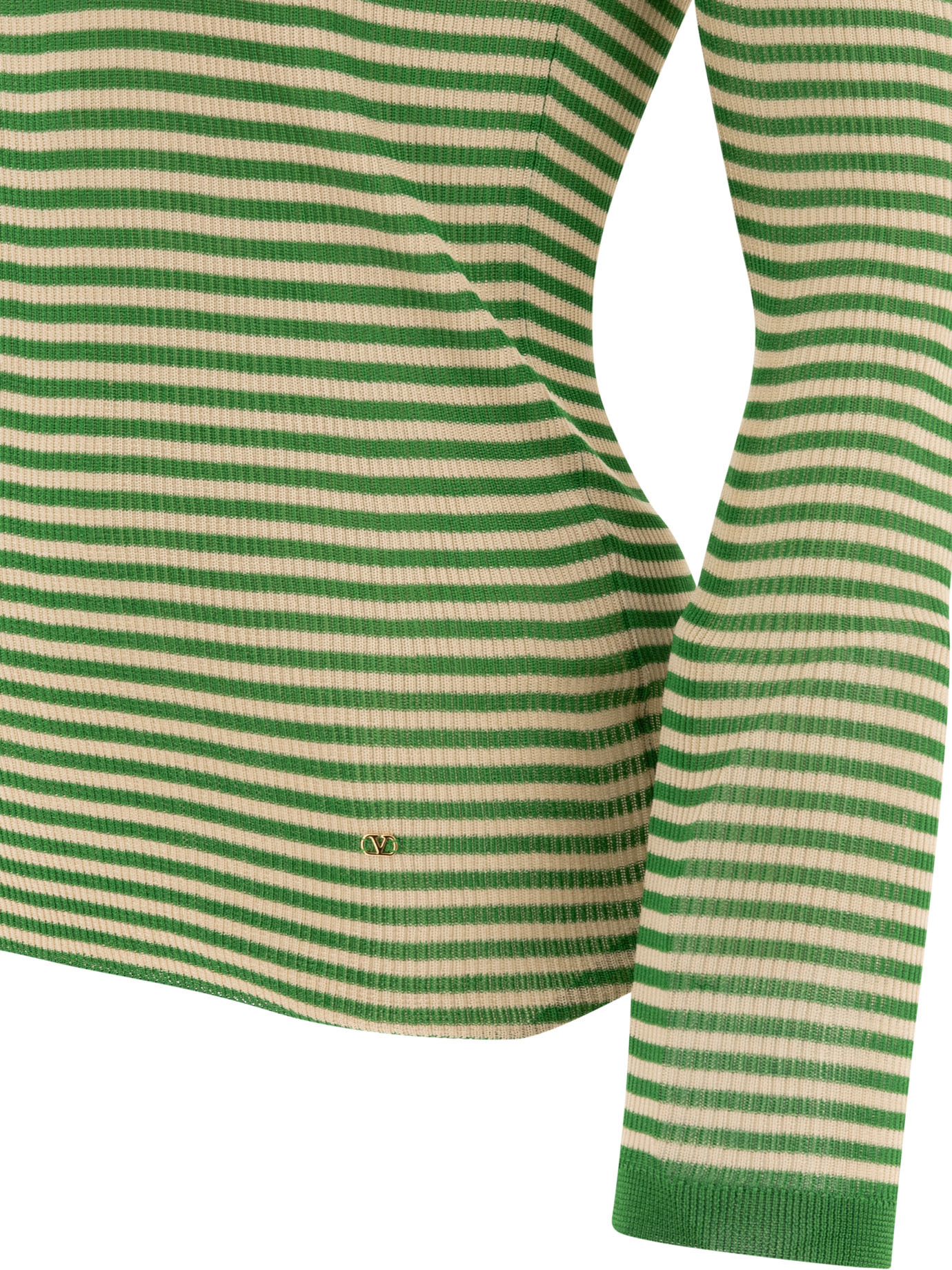 Shop Valentino Striped Sweater In Green