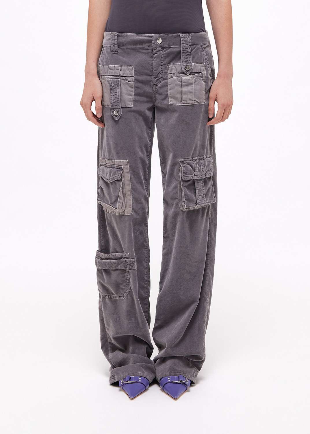 BLUMARINE FLARED-LEG CARGO TROUSERS