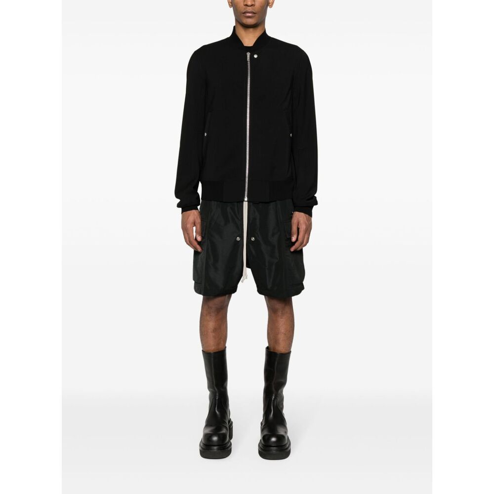 Rick Owens Crepe Wool Bomber Jacket In Black