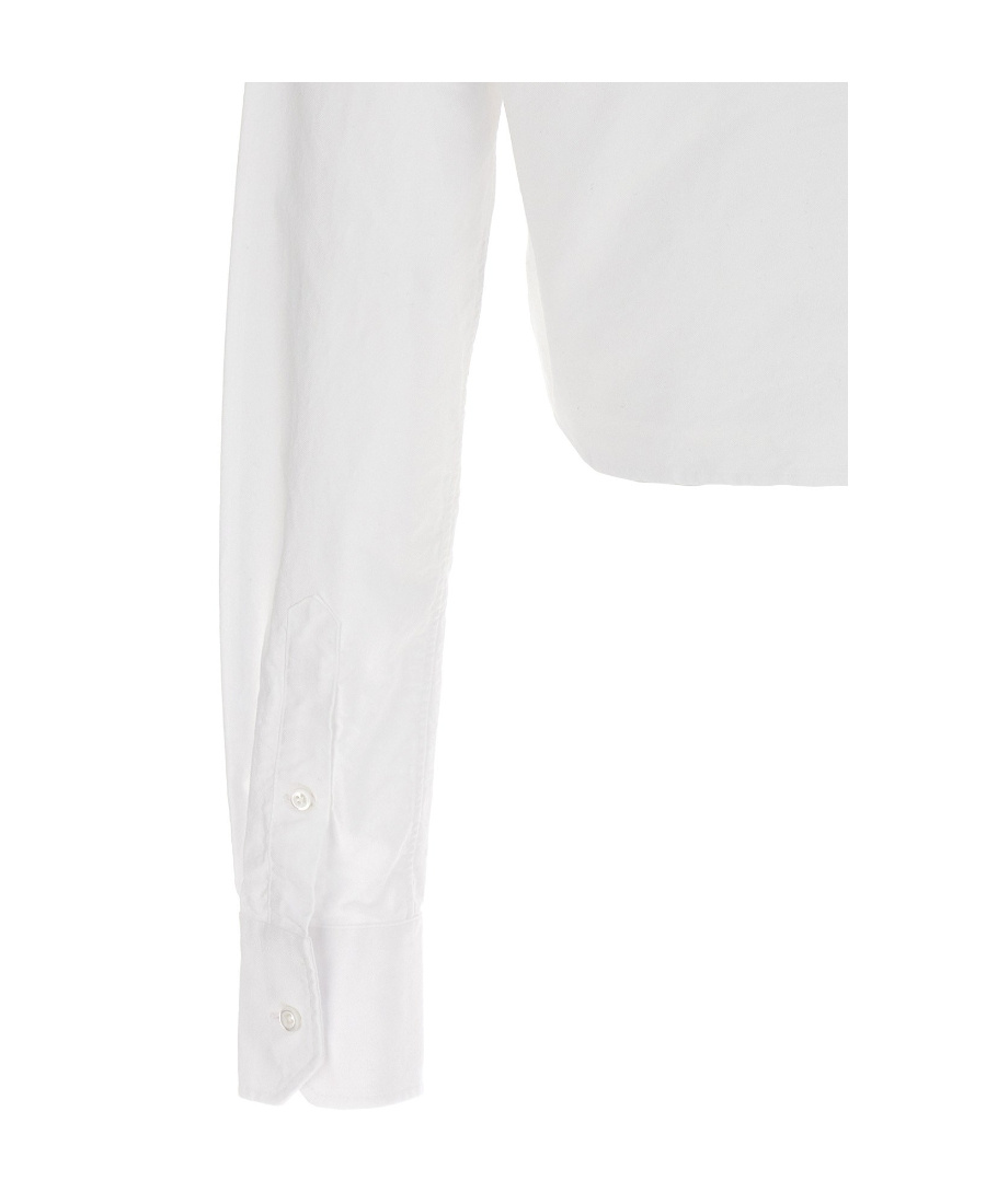 Thom Browne White Armband Cropped Round Collar Shirt In White