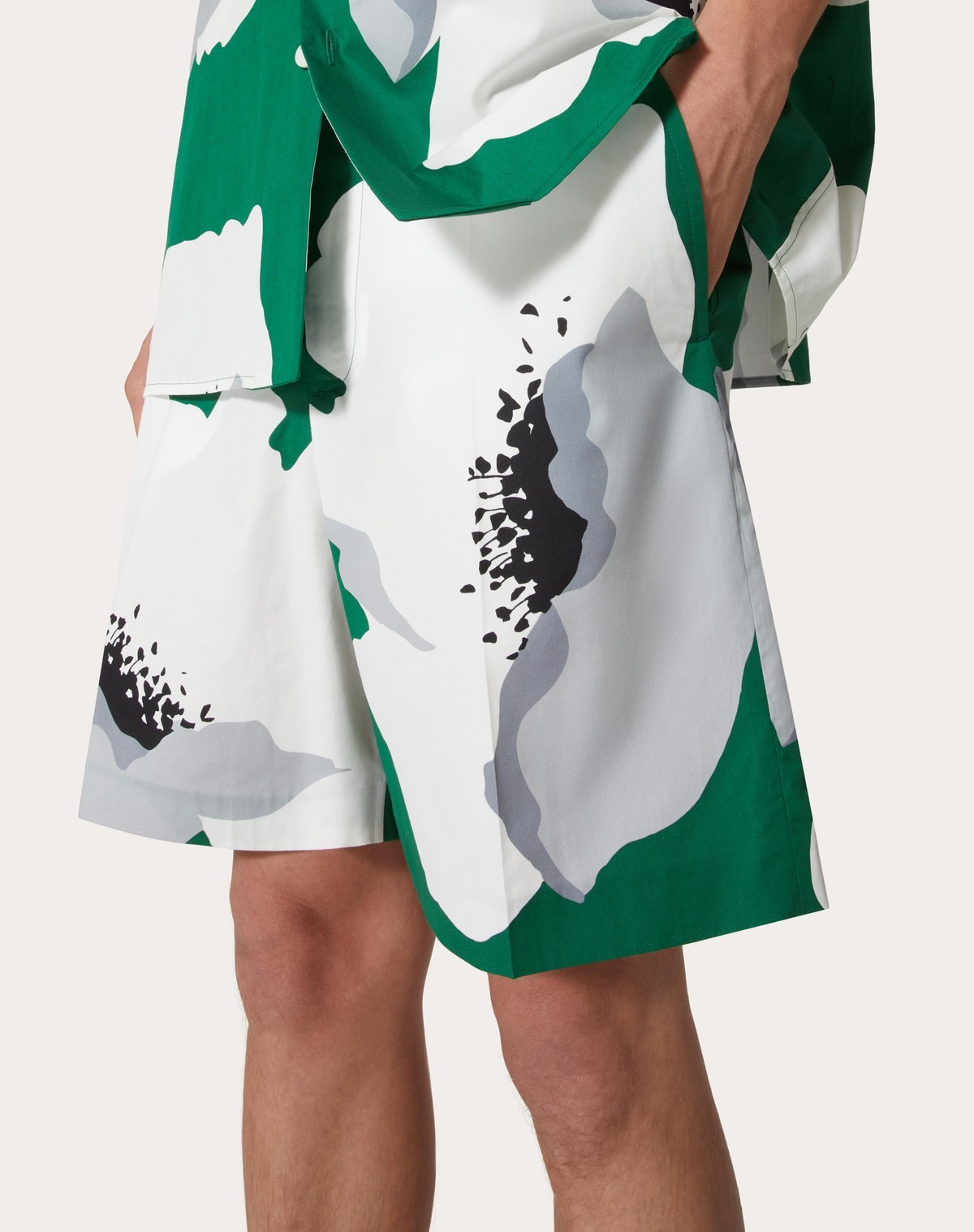 Valentino Garavani Printed Cotton Bermuda Shorts In Green