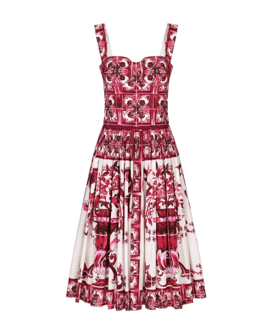 Dolce & Gabbana マヨリカプリント ミディドレス レッド Dolce & Gabbana Women Majolica Print Dress In Gray | ModeSens